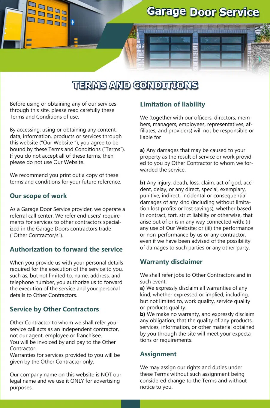 Garage Door 24 Hours Repairs Buena Ventura Lakes, FL 407-374-9100 - terms01